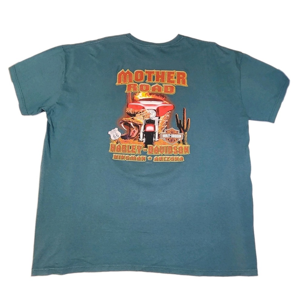 Harley Davidson Mother Road Kingman AZ Route 66 Snake T Shirt 2012 Graphic Tee